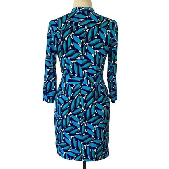 Donna Morgan Collared Shirt Dress Geometric Women’s 4 Tie Waist - Picture 3 of 10